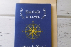 kék útlevél esküvői meghívó