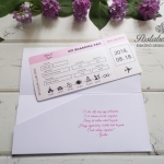 repülőjegy esküvői meghívó rózsaszín