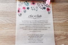 rózsaszín kémcsöves esküvői meghívó