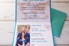Türkiz útlevél esküvői meghívó belső