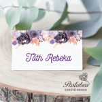 lila akvarell virágos esküvői ültetőkártya