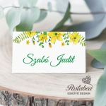 sárga virágos esküvői ültetőkártya